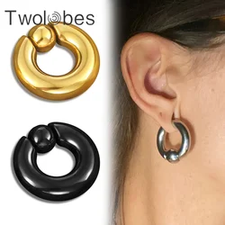 Twolobes 2pcs Stainless Steel Ear Weights Stretcher Expander Ear Gauge Round Ball Nose Septum Rings Piercing Jewelry