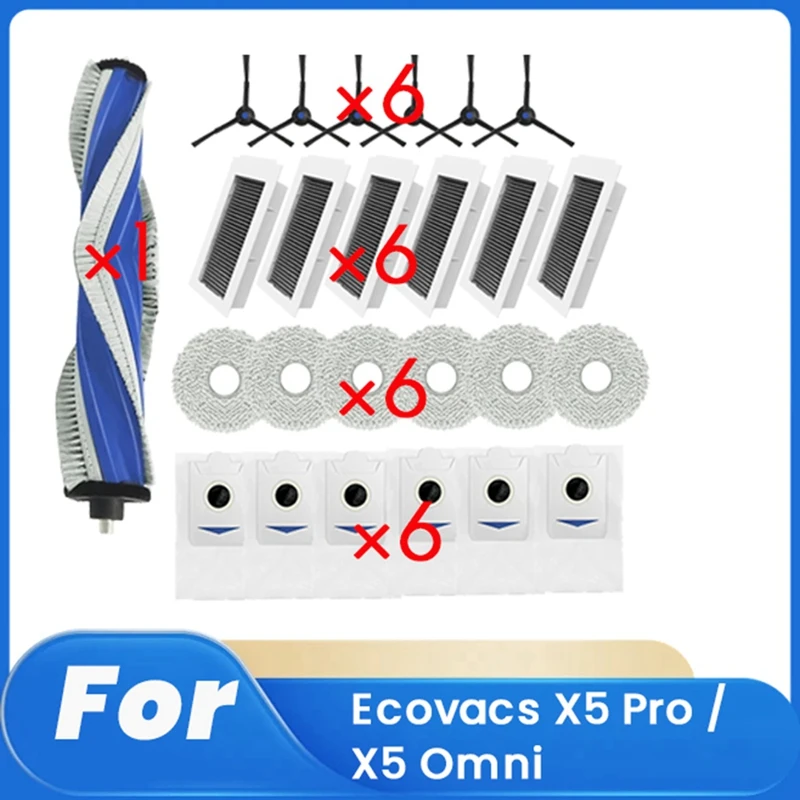 25 ชิ้นสําหรับ Ecovacs X5 Pro / X5 Omni อุปกรณ์หุ่นยนต์กวาดหลักแปรงด้านข้างชุดกรองซับ