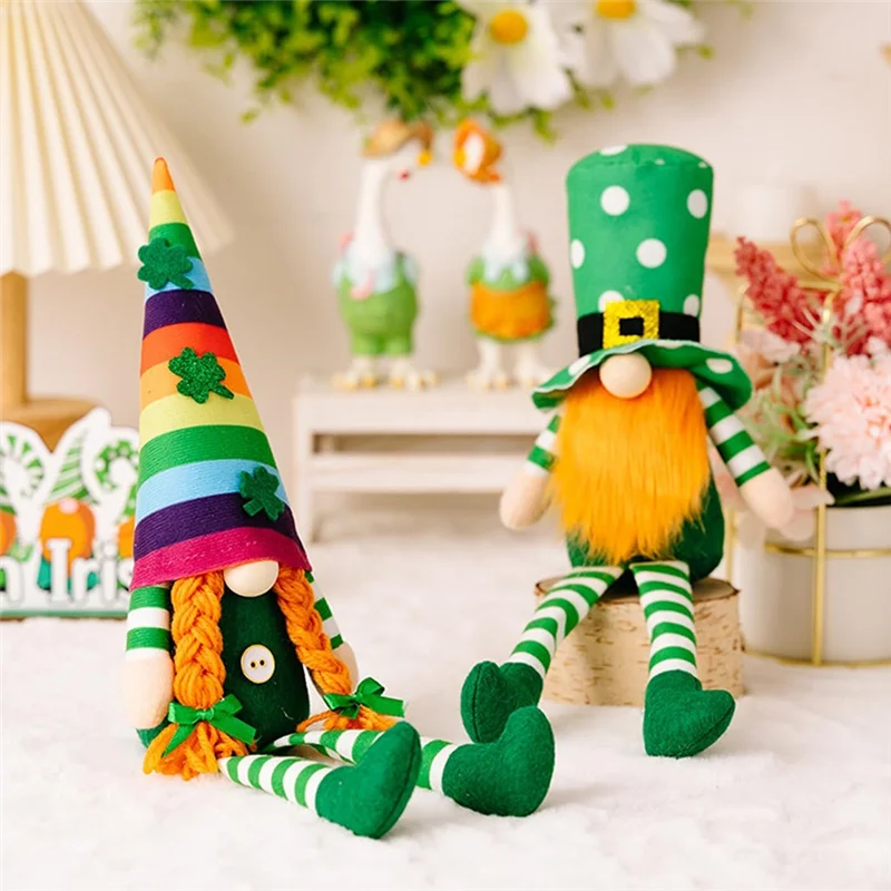 AB45 St Patricks Day Gnomes  St.Patricks Day Gnome Home Table Decor Accessories Plush Decorations Female 1 PCS
