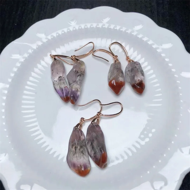 

Natural Freeform Auralite Eardrop For Women Healing Colorful Jewelry Exquisite For Luxury Quality Girls Gift 1pair