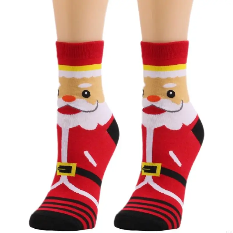 L5YC Unisex Novelty Christmas Holiday Socks Cartoon Reindeer Snowman Santa Bear Pattern Warm Ankle Hoisery Gifts