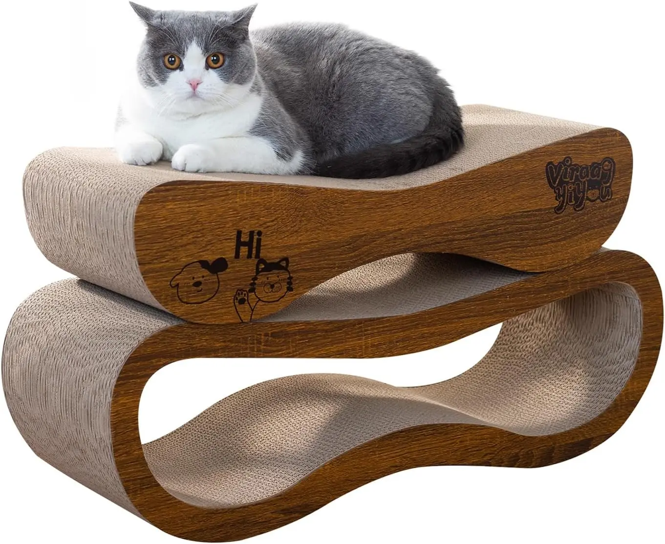

2-in-1 Cat Scratcher Board with Reversible Design for Indoor Cats, Horizontal Scratch Pad and Bed