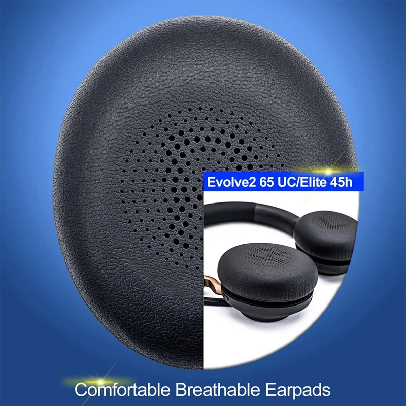 Replacement Earpads For Elite 45H Evolve2 65 MS/UC Wireless Headphones - Protein Leather/Ear Cushion/Ear Cups