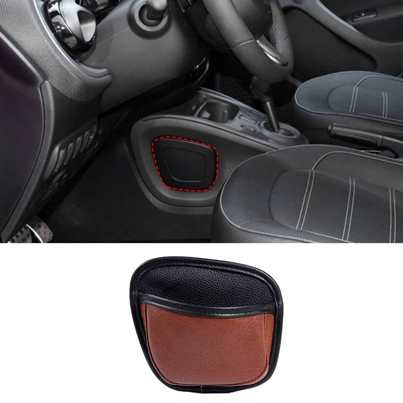 

PU leather storage bag patch pocket For Mercedes Smart 453 Fortwo Forfour 2016-2021 Car mobile phone debris card storage bag