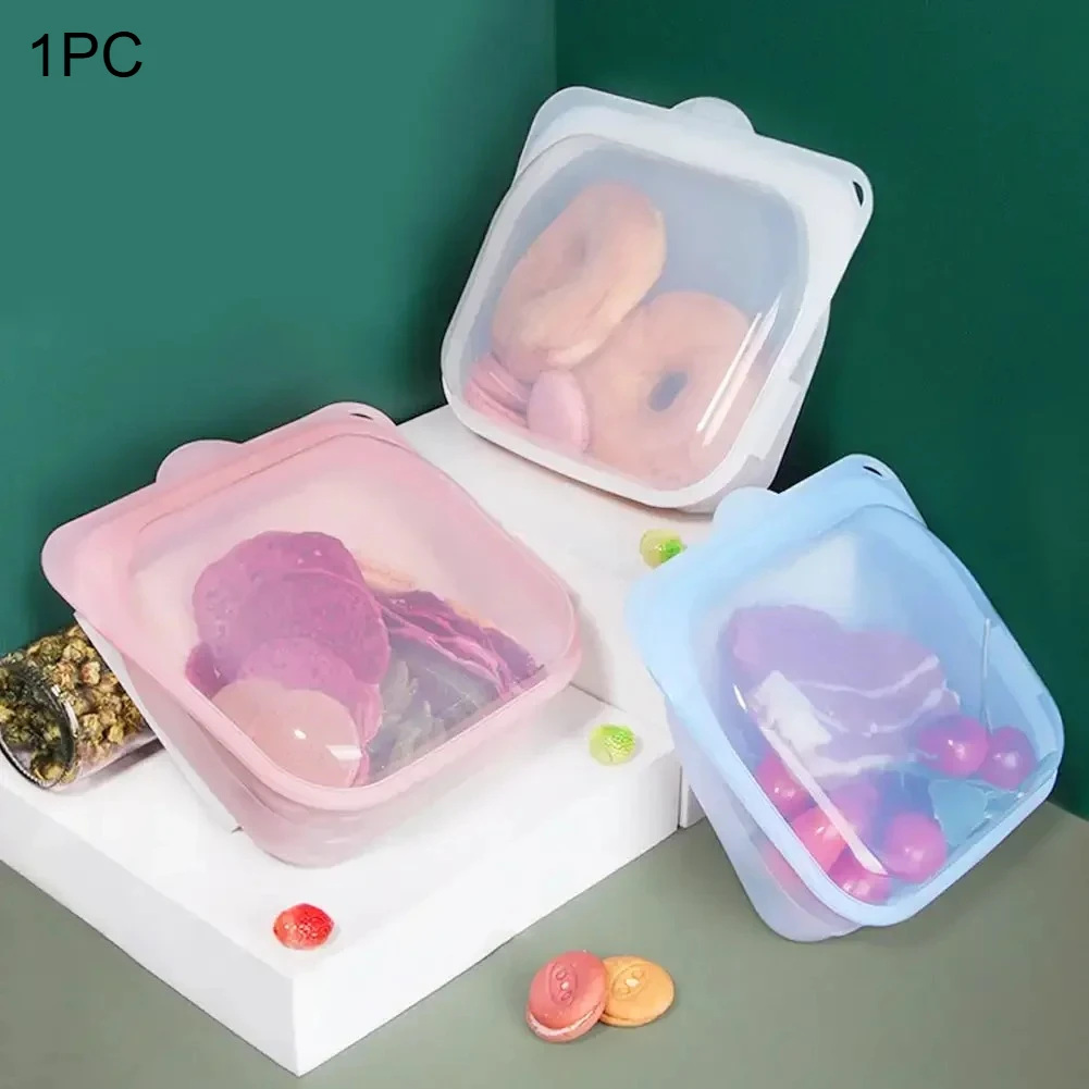 1Pc Silicone Reusable Food Bag Freezer Food Container Heat Resistant Leakproof Fresh Keeping Bags Sub-packing Sealing Bags