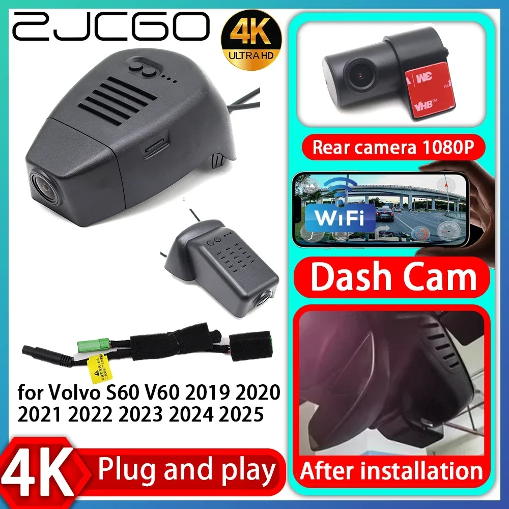 

ZJCGO UHD 4K 2160P Plug and Play DVR Dash Cam Video Recorder for Volvo S60 V60 2019 2020 2021 2022 2023 2024 2025