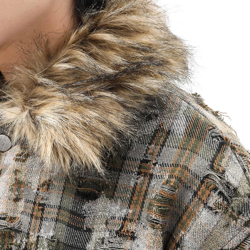 PFNW American Cleanfit Uitneembare Bontkraag Parka Jas Heren Winter Verdikte Camouflage Plaid Katoen gewatteerde Jas Nieuwe CPG2185