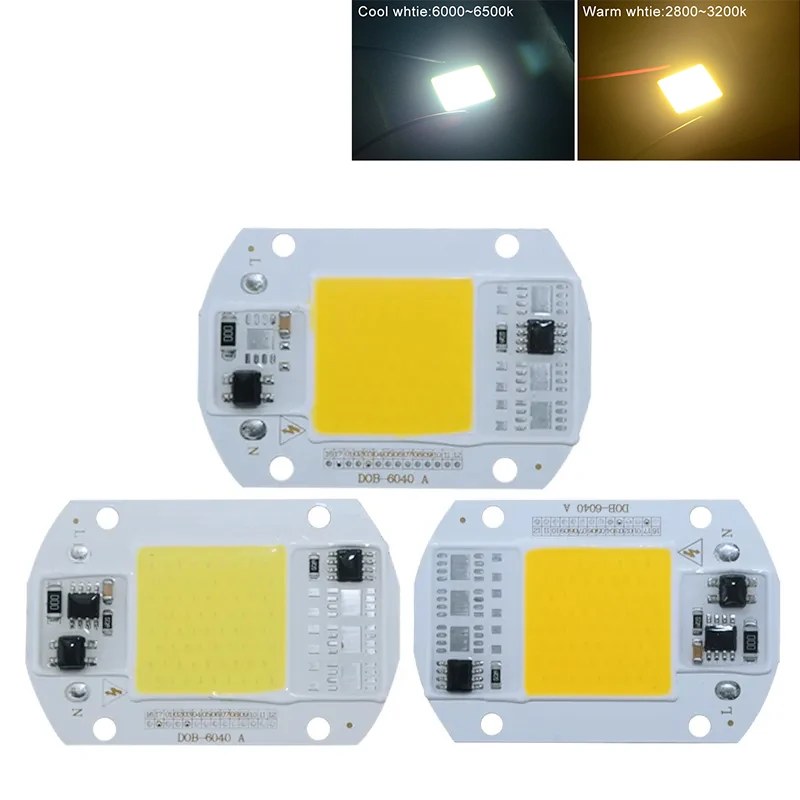 Lampa LED COB koralik 30W 50W AC 110V 220V wejście Smart IC nie ma potrzeby kierowcy DIY światło halogenowe reflektor zimny biały ciepły biały lampa