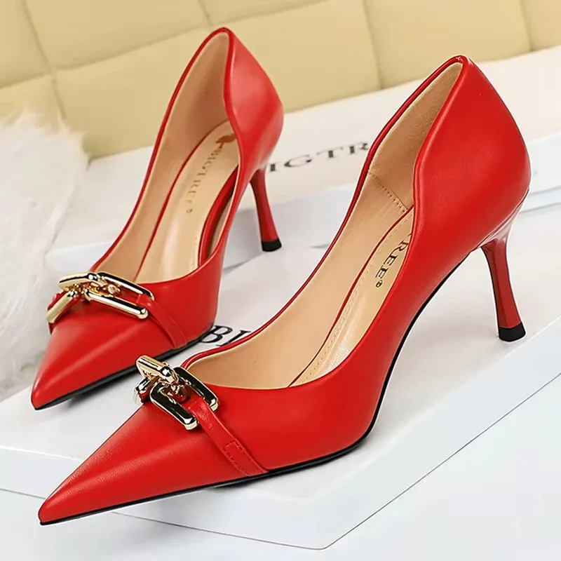Sexy Women Fetish High Heels Glossy Shiny Metal Chain Pumps Lady Nightclub Wedding Bridal Blue Heels Stripper Shoes - view 4