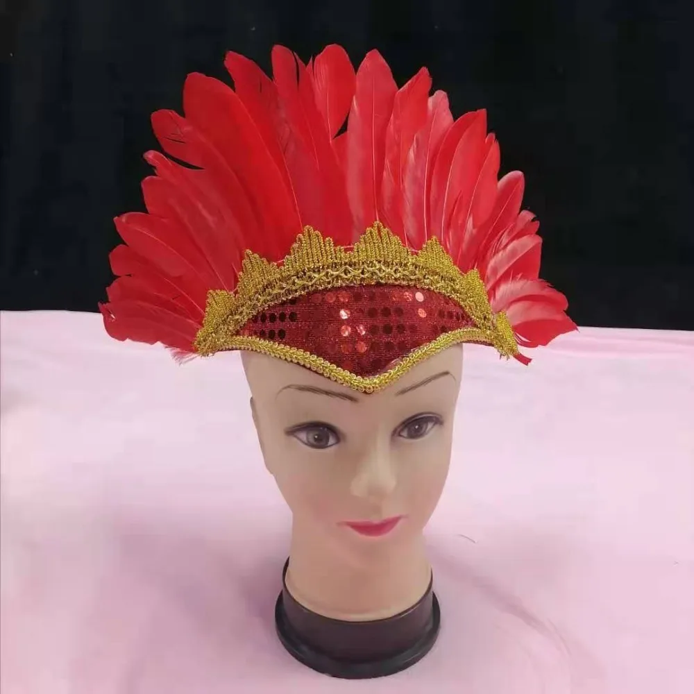 

New Feather Feather Headdress Colorful Head-mounted Carnival Costume Adjustable Chief Headdress Fancy Dress Party