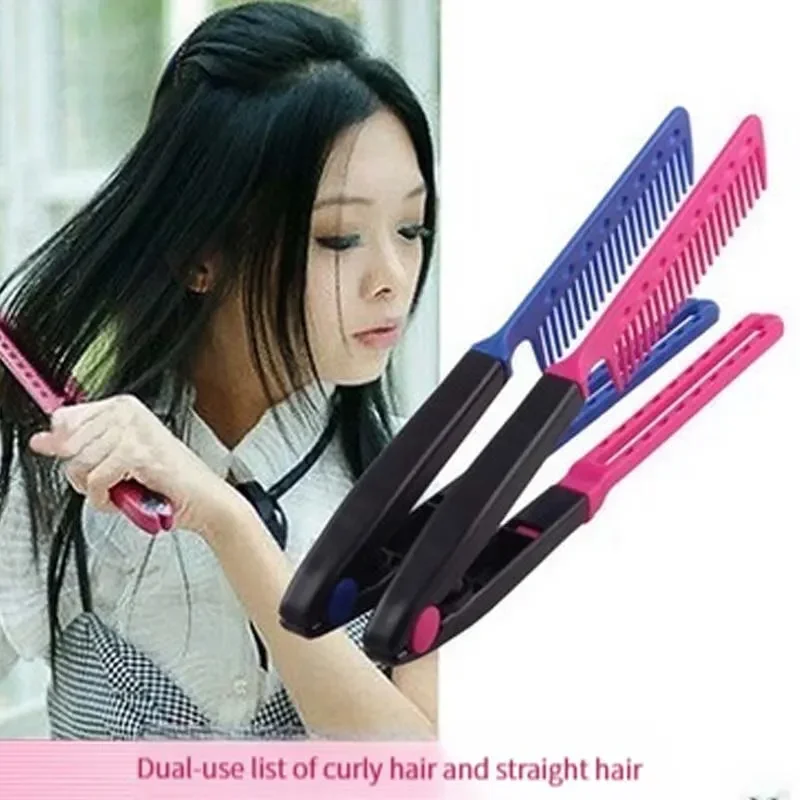 Flat Comb Straightening Comb Salon Hair Brush Combs Hairdressing Styling Hair Straightener V-shaped Straight Comb Straightener