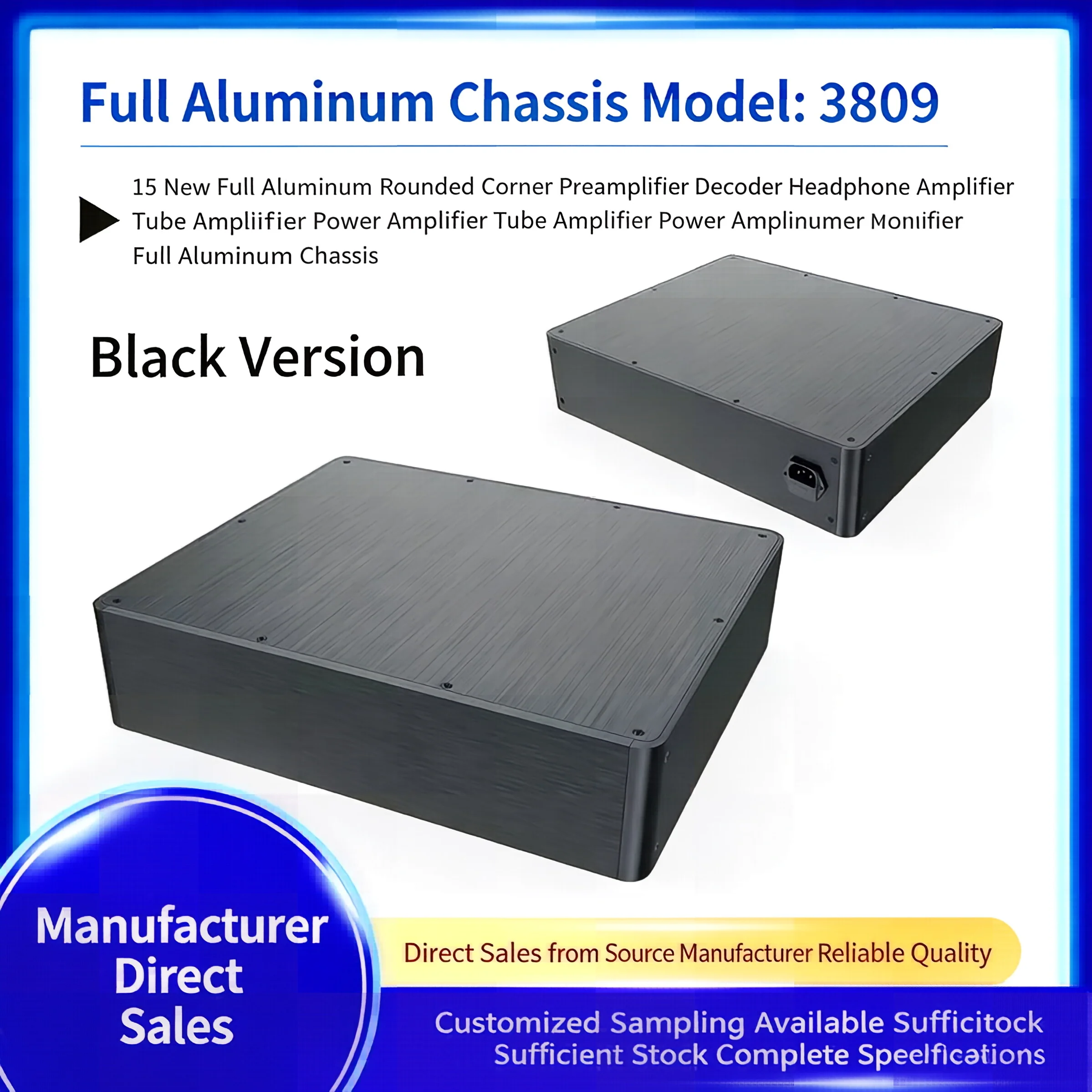 QING FENG New Small Rounded Corner Power Amplifier All-Aluminum Chassis BZ3809H