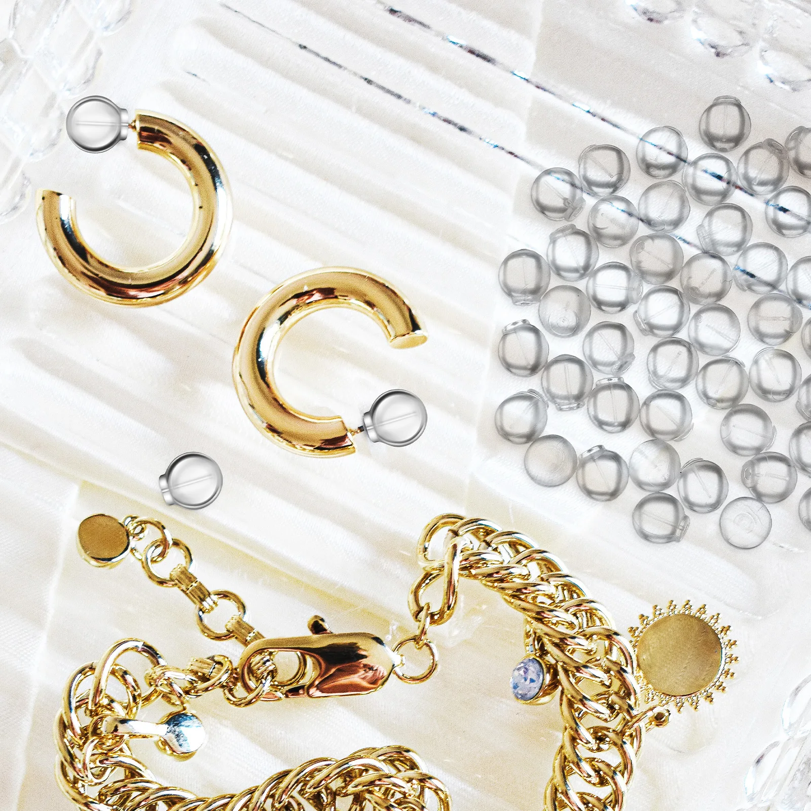 50 قطعة من سدادة ظهور القرط، تثبيت آمن، سهلة الاستخدام، ملابس مريحة من مادة Tpe، إكسسوارات أقراط للنساء