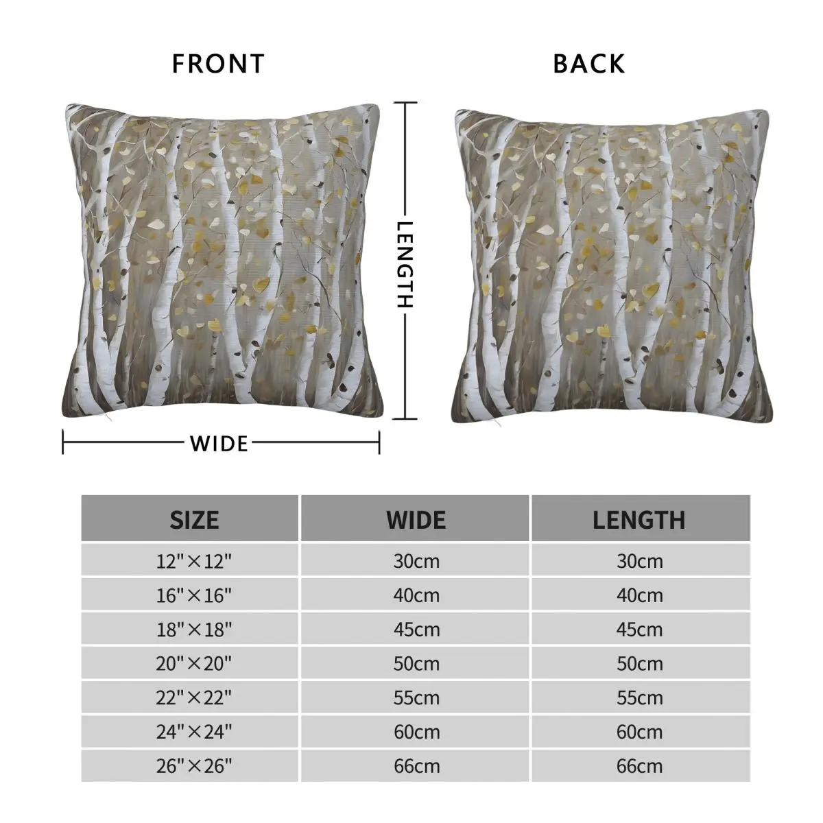Dancing Aspen Trees Square Pillowcase Polyester Linen Velvet Creative Zip Decorative Throw Pillow Case Room Cushion Case
