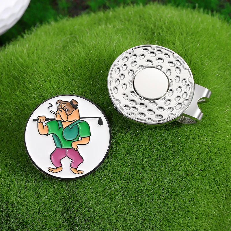 Golf Ball Marker Funny Dogs Pattern Magnetic Golf Hat Clips Baseball Cap Decorative Accessories Clips Golf Training Supplies