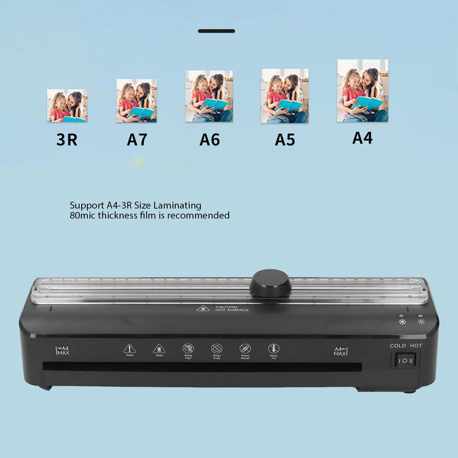 

Compact Laminator with Scale Cutter Laminating Machine for Photo Document Menu Drawing 320mm/min Electric Photo Laminator