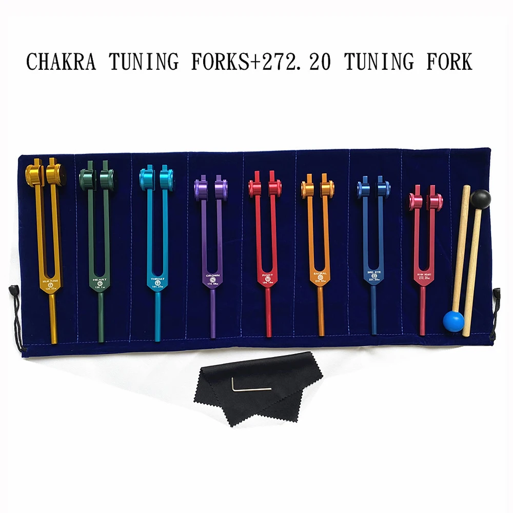 

8pcs Colorful Tuning Fork Set Sound Healing Yoga Meditation Aluminum Alloy Chakra Tuning Fork Set Diapasons Therapy Percussion