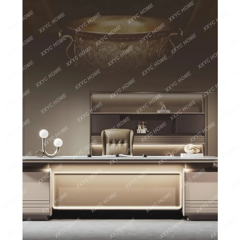 XXhot  President's desk light luxury metal paint high-end high-end boss office desk and chair combination