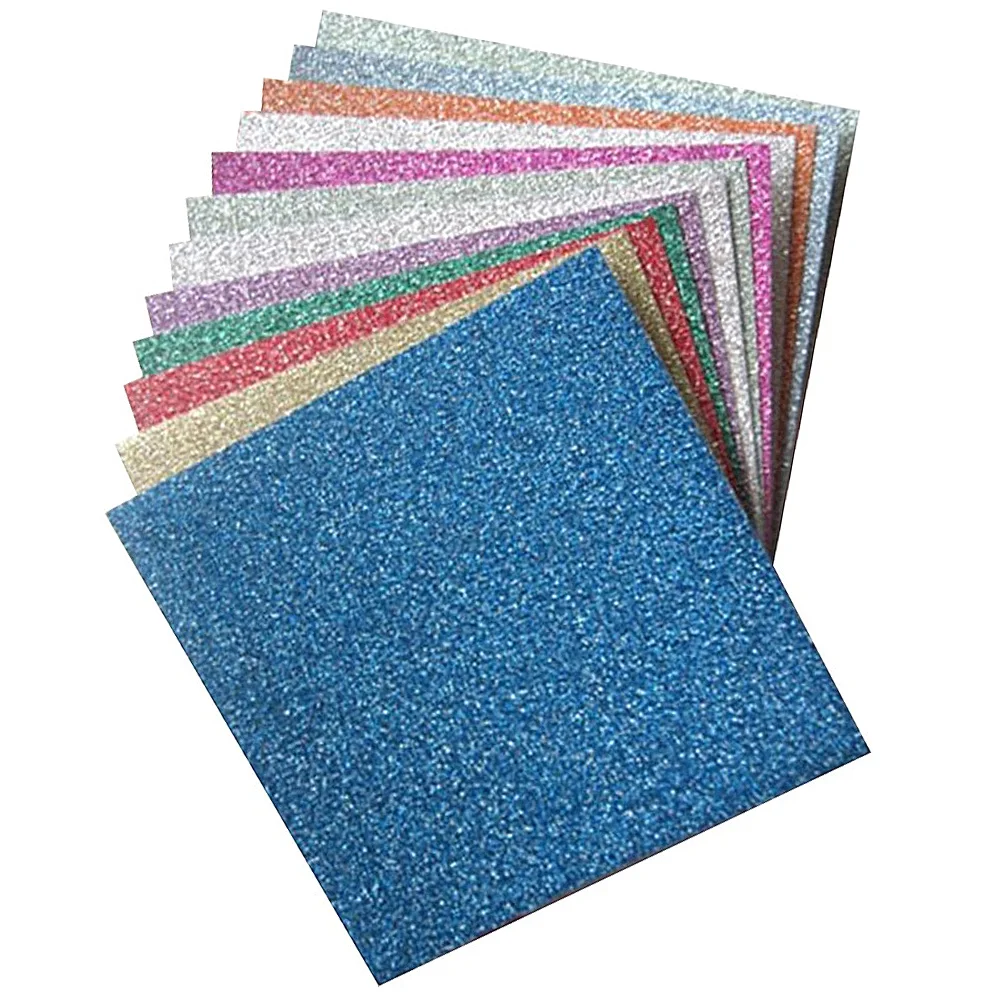 12 Sheets Kids Gift Set Square Sheets Glitter Foam Sheets Adhesive Course Craft Paper Glitter Origami Paper Child