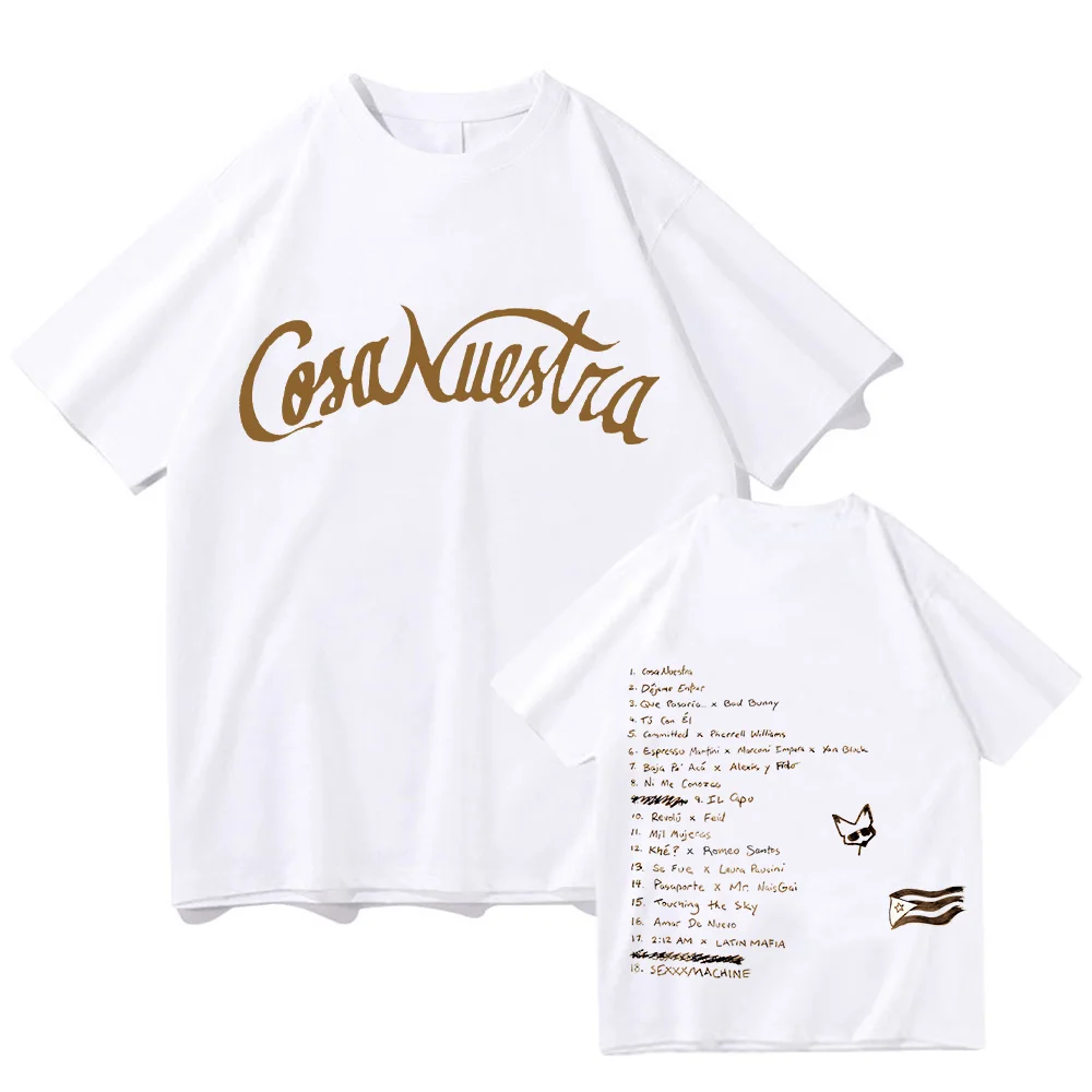 Retro Cotton Clothing Rauw Alejandro Cosanuestra Tshirts Unisex High Quality Tees New Summer O-neck Short Sleeve Tops Y2K Tshirt