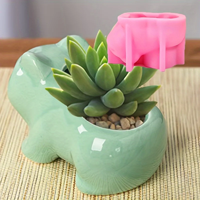 Cute little frog succulent plant flowerpot silicone mold unique vase mold resin mould cement concrete mold amimal Gypsum molds