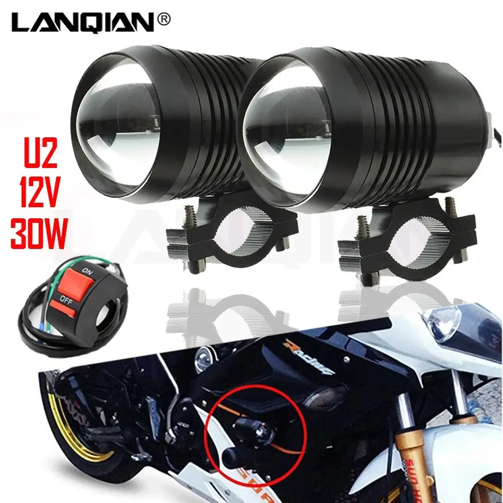 

Motorcycle Accessories U2 30W 12V 1200LM Motorbike Spotlights Accessory Moto DRL Fog Spot Head Light LED Driving Spot Headlight