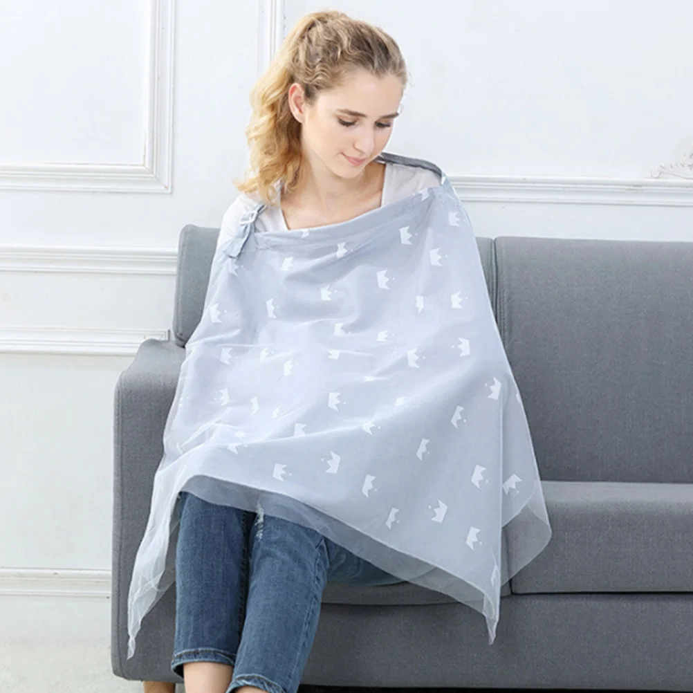 

Cotton Nursing Cover Multifunctional Breastfeeding Cloak Lightweight Breathable Maternity Supply For Travel Stroller Use Grey
