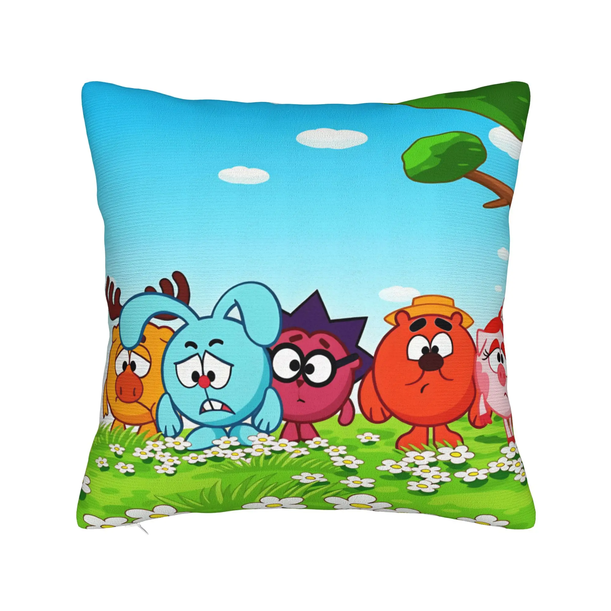 Kikoriki Characters Grass Scene Pillow Case  Square Pillow Cover Novelty Pillowcases For Couch Sofa Bedroom
