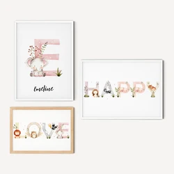 First Name Personalized Painting Own Canvas Poster Making Text Alphabet Baby Room Custom Wall Art Print Decorative Pictures