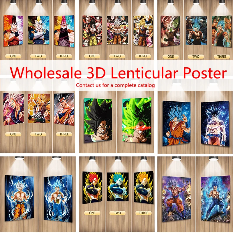 Dragon Ball 3D Lenticular Poster Wall Poster Wall Stiker Anime Painting 3D Flip Gradient Poster Home Decor Birthday Gifts Toy