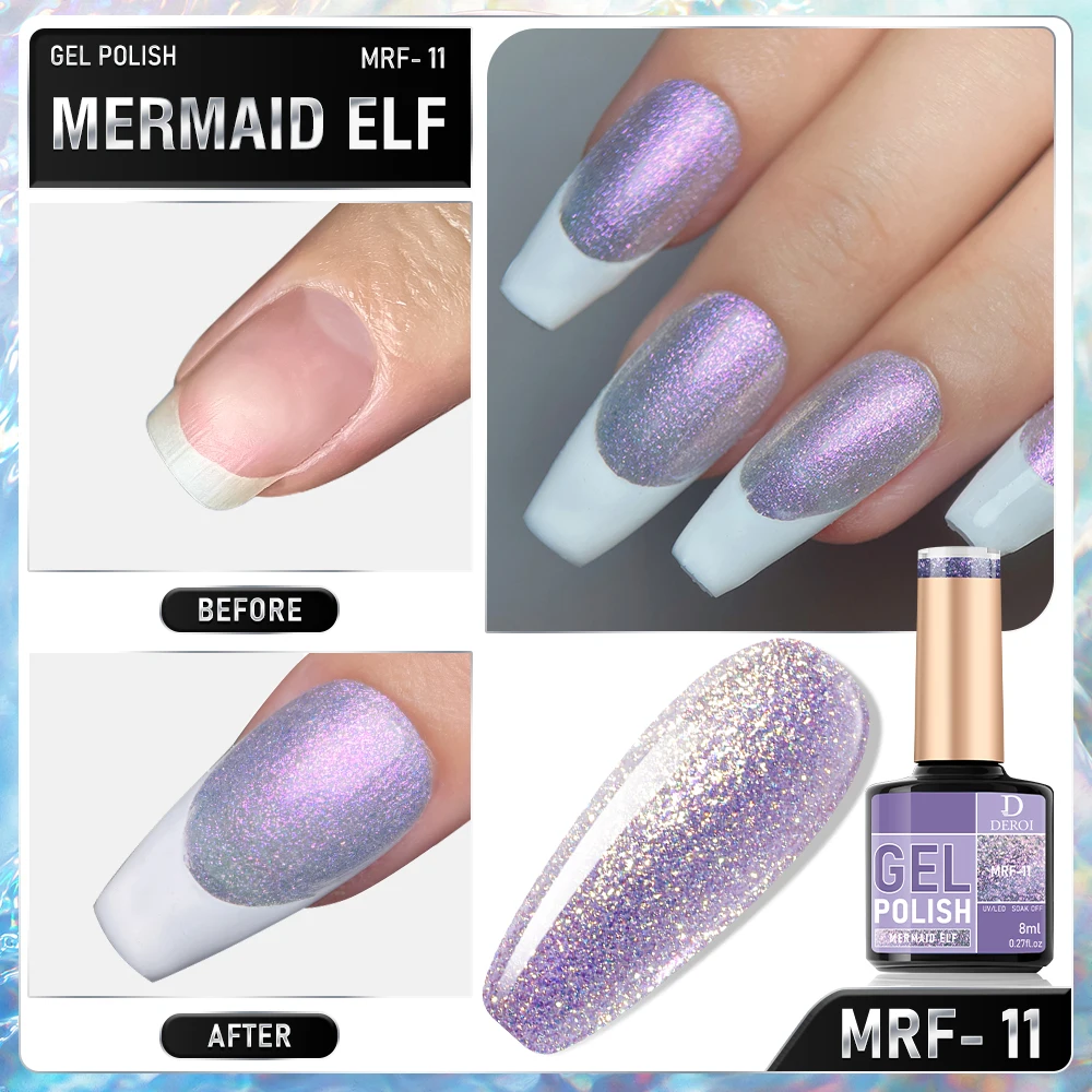 Sparking aurora roxo unha gel polonês uv gel unha polonês flash glitter verniz semi permanente arte do prego manicure embeber fora 8ml