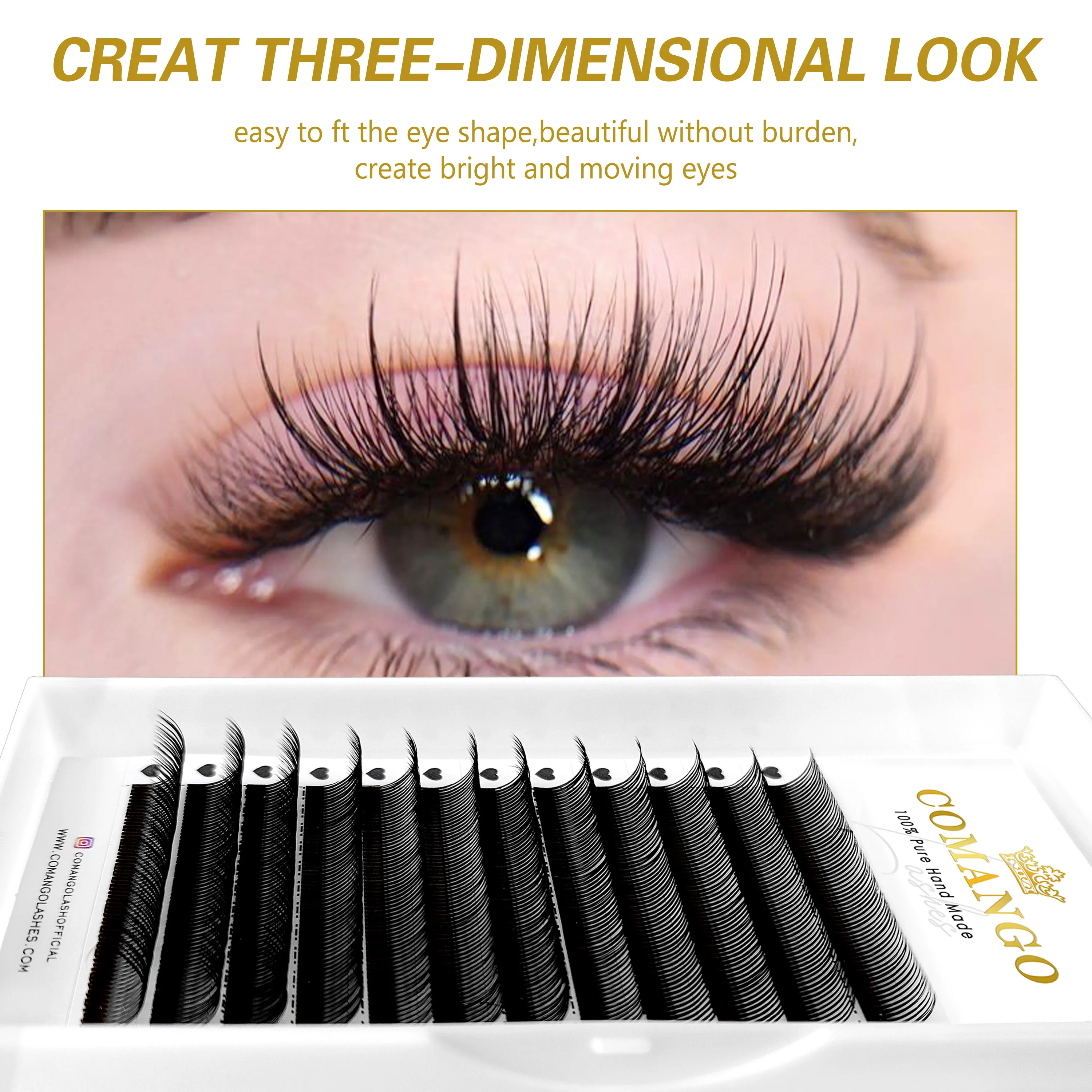 CoMango 5D Flora Lashes 0.07mm Easy Fan Eyelash Extensions Wholesales Premade Volume 12 Rows Natural Soft Lashes