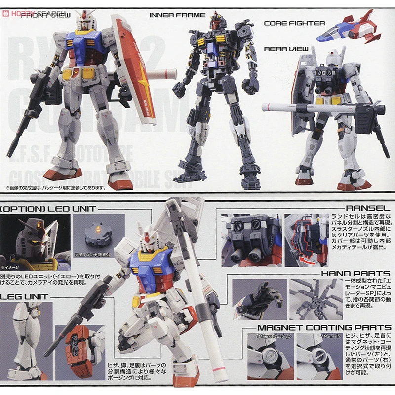 Bandai Model Kit MG 1/100 MASTER GRADE 3.0 RX-78-2 Gundam Action