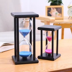 5/10/15/20/25/30 Minutes Black Wooden Four-column Hourglass Handmade Glass Sandglass Creative Sand Clock Home Office Decoration