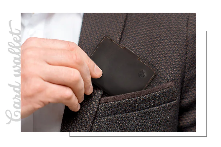 HUMERPAUL Herren-Kartenhalter mit Geldfach, Crazy Horse-Leder, Pop-Up, minimalistische Geldbörse, RFID-blockierendes, schlankes Bankkartenetui aus Metall – Detail 2
