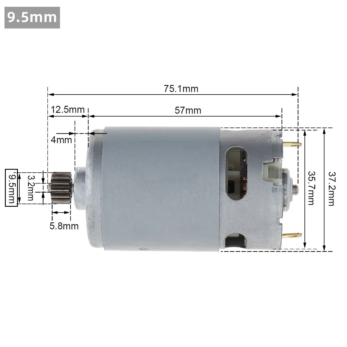 RS550 DC Motor 8.2mm / 9.5mm 14 Teeth High Speed Electric Motor 25000RPM for Lithium Electric Drill / Electric Saw / Screwdriver