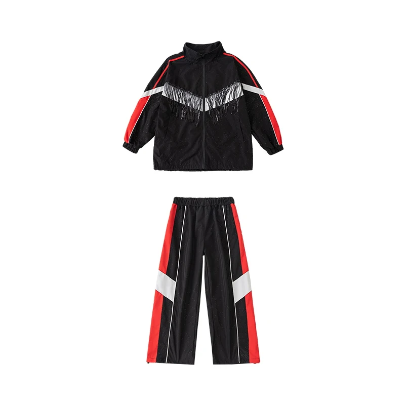Nuovi bambini vestiti Hip Hop Baggy Street Wear Ragazzi Drum Show Abbigliamento Nappa Cappotto Pantaloni Ragazze Costume da spettacolo teatrale BL17638