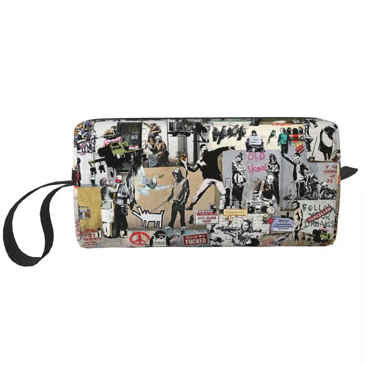 Banksy-Trousse de Maquillage Collage pour Femme, Trousse de Toilette, Trousse de Voyage, Trousse à Crayons