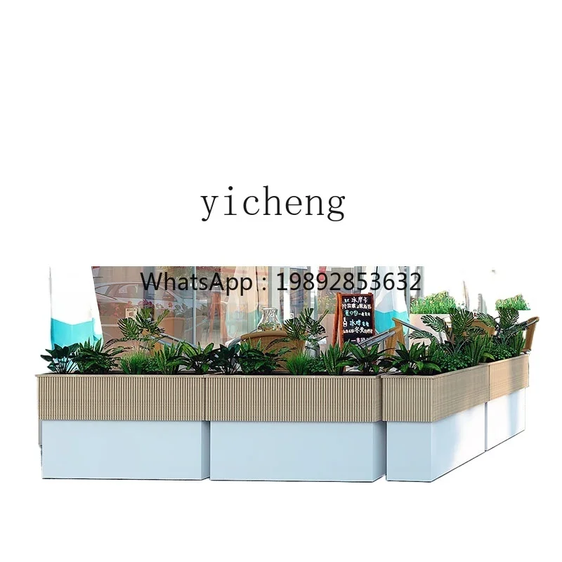 Iron Outdoor Flower Box Swing Commercial Street Sales Department Square Flower Jar Milk Tea Shop