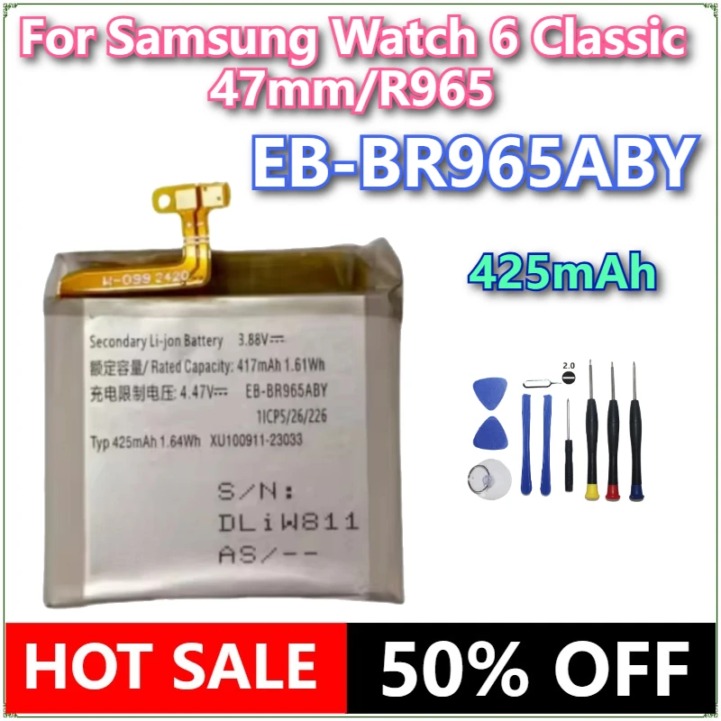 

Brand New EB-BR965ABY 425mAh watch Battery For Samsung Watch 6 Classic 47mm/R965 + tools