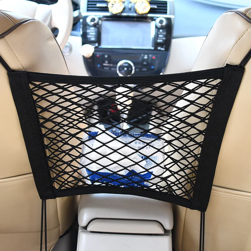 Car Interior Trunk Seat Back Elastic Mesh Net Car Styling Storage Bag Pocket Cage velcro Grid Pocket Holder Car Accessories Trun