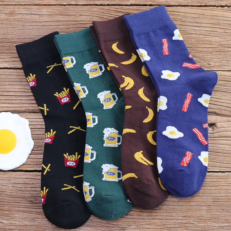 

Women's Socks, Fried Egg Cartoon Pattern, Couple Sock Jacquard Couple Socks Beer Socks, Men's Socks