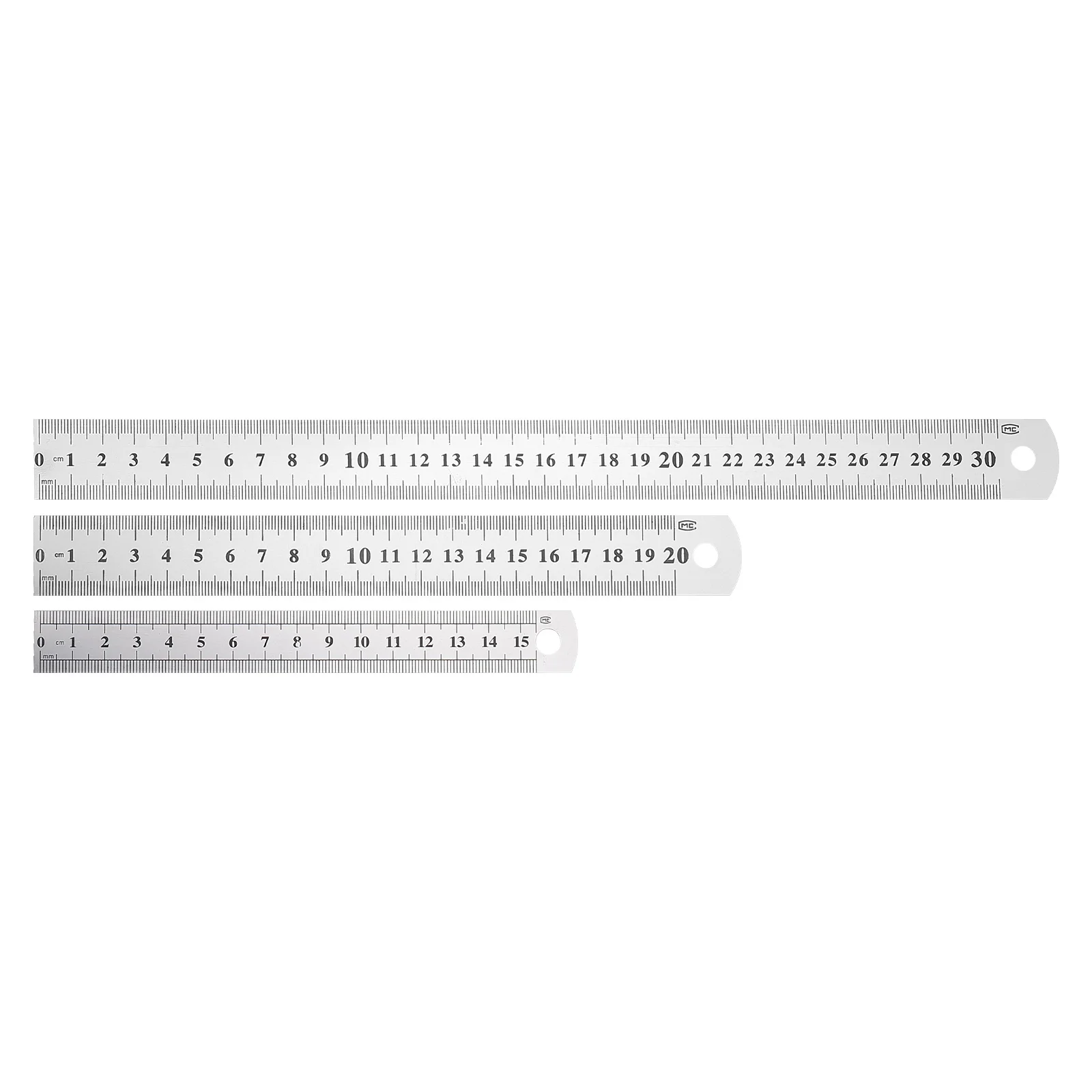 

3 Pcs Ruler Drawing Students Stationery Machinist Line Silver Stainless Steel Office Supplies