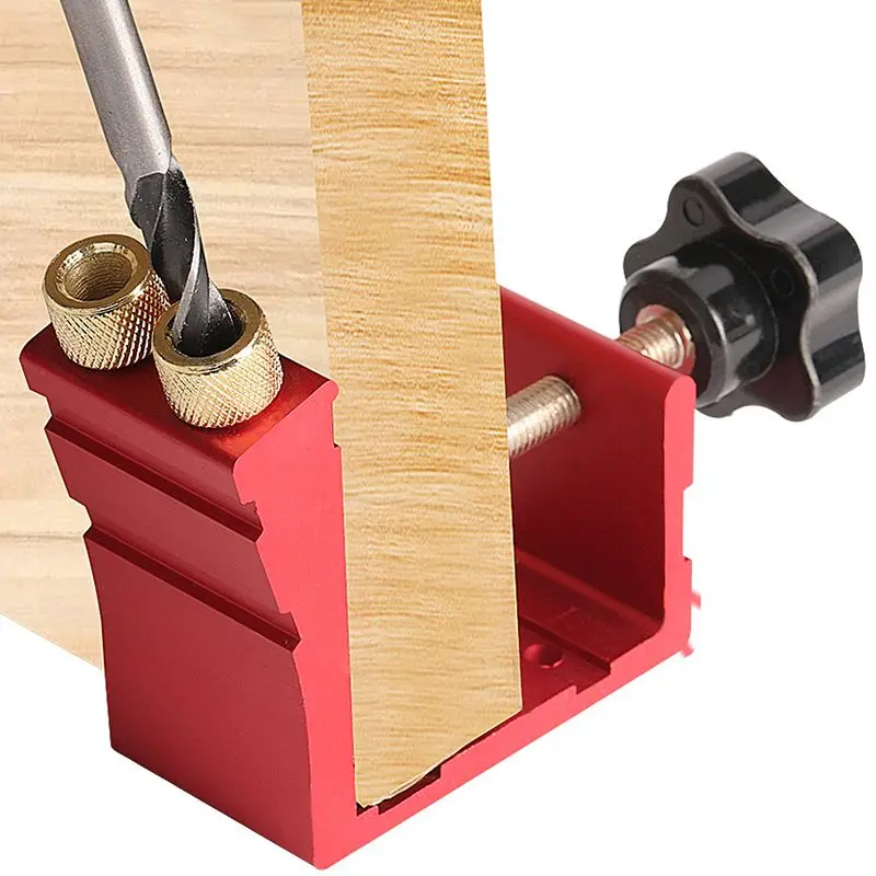 Jig con foro tascabile con vite con foro tascabile e morsetto Jig Drill Guide Jig Plug, localizzatore di fori obliqui a 15 gradi per la lavorazione del legno