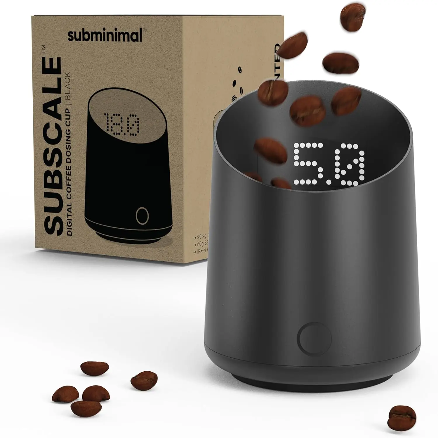 

Subscale Digital Dosing Cup with LED Display – Sleek & Precise Coffee Bean Weight Scale - Dosing & Brewing Coffee Acc