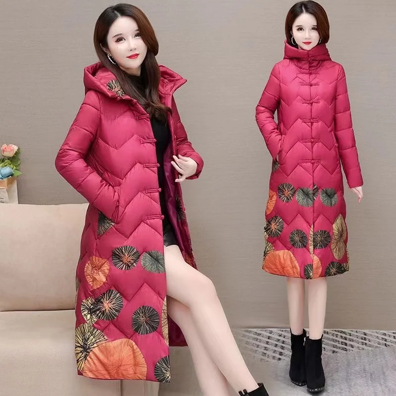 2024 New Winter Women\'s Parkas Loose Long Glossy Down Cotton Jackets Female Cotton Padded Parka Outwear Overcoat Ladies