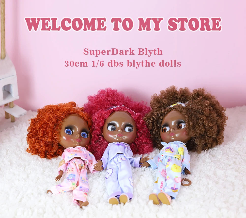 ICY DBS Blythe doll super dark skin, black skin, straight hair,Afro hair nude doll and set doll joint body the gift for boy girl