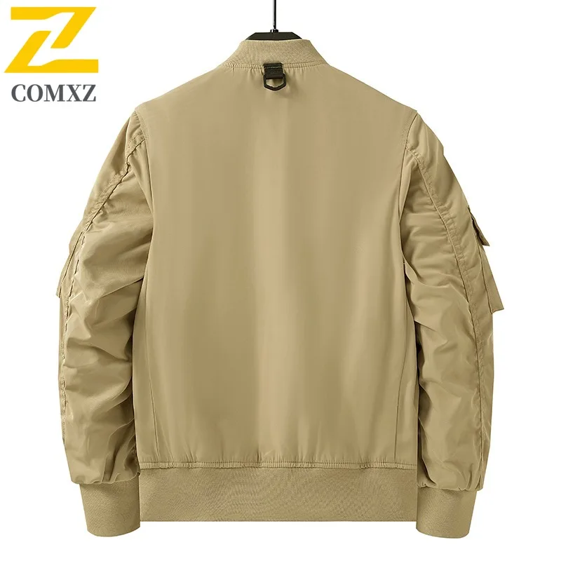 سترة COMXZ للرجال لركوب الخيل، ياقة بيسبول مريحة، سترة خارجية مقاومة للرياح للدراجات النارية، معاطف خريف خفيفة الوزن على الموضة في الشارع