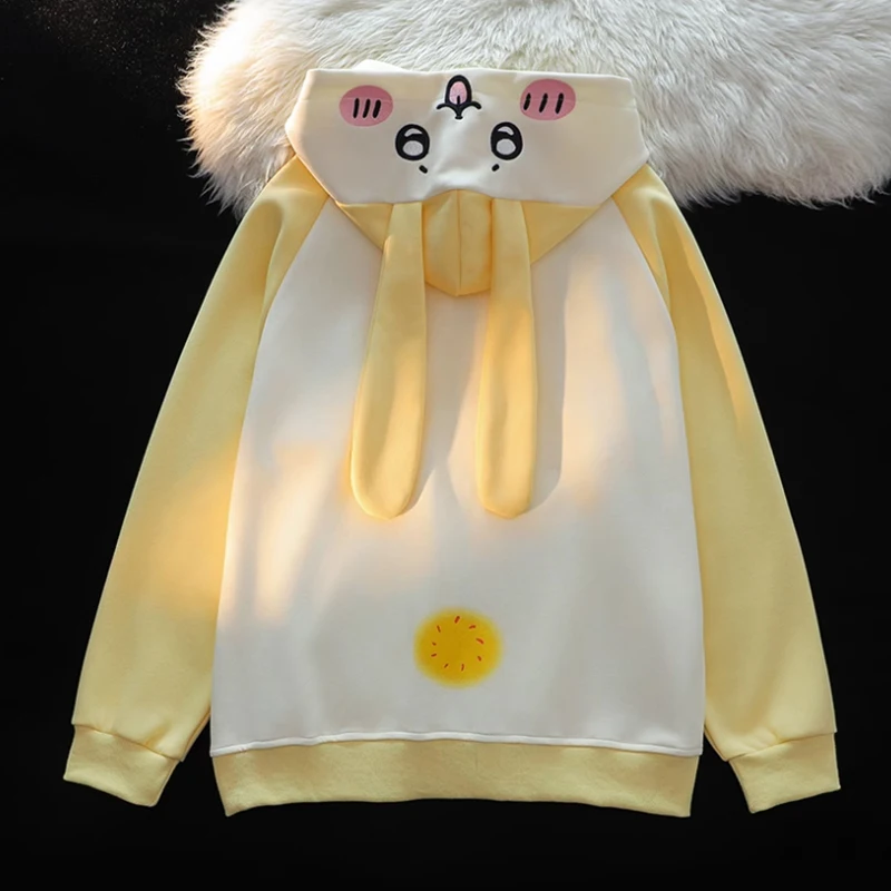 

Chiikawa Y2K Kawaii Jacket Usagi Coat Hooded Girl Boy Student New Cartoon Hachiware Women's Outdoors Clothes Autumn Winter Warm