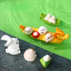 Kawaii Traditional Chinese Dragon Boat Festival Zongzi Rabbit Small Statue Micro Landscape Ornaments Decoration Maison 